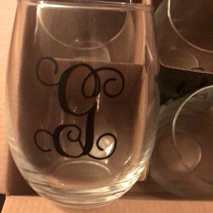 Threshold Stemless “G” Wine Glasses 4 Pack Brand New!